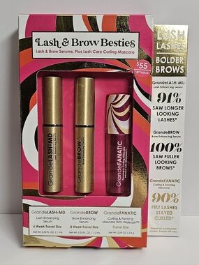 Grande Cosmetics Lash & Brow Besties travel gift boxed set serum mascara new